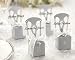 Miniature Silver Chair Favor Box w/ Heart Charm & Ribbon (set of 12)