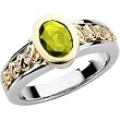14K Two-Tone Gold Peridot and Diamond Ring