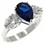 Size 8 Pear Sapphire & Cz Sterling Silver Promise Ring