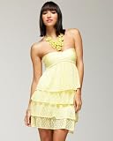 bebe Ruffle Tiered Lace Dress