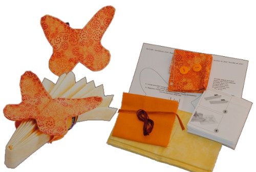 Nähset Komplett für 2 Serviettenringe Schmetterling Bastelset Stoff orange Punkt