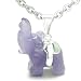 Brazilian Crystal Lucky Elephant Amethyst Healing Powers Amulet Silver Electroplated Charm Pendant on 22" Steel Necklace