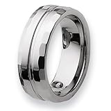 Polished Faceted Tungsten Carbide Ring (8.0 mm) - Sizes 7-13