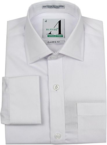 Alviso Boys Long Sleeve Textured Dress Shirt - 6152-BOBR - White, 12