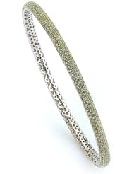 Sterling Silver & Cz 18k Yellow Gold Plated Bangle
