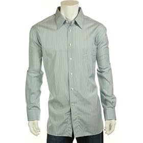 Ermenegildo Zegna Blue Green Comfort Fit Dress Shirt, Size 18 X 46