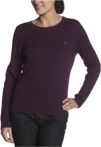 Izod Women's Long Sleeve Solid Crew Neck Cable Pullover