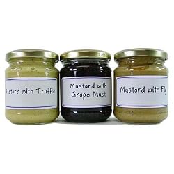 3 Jar Assortment L'Epicurien Gourmet French mustard with Truffle, Fig, Grape Must