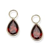 14k Gold Pear Shaped Garnet Charms for Hoop Earrings