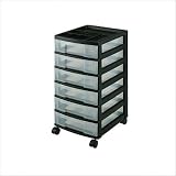 Mini Chest Series 6 Drawer Cart with Organizer Top in Black