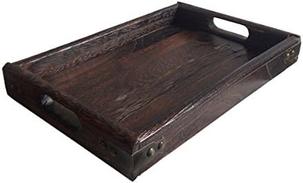 JPcraft Simply Espresso Brown Rectangle Wooden Serving Tray, 12 by 8- Inch