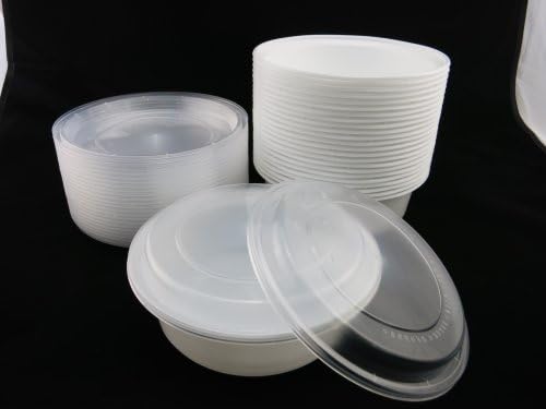 37 Ounce PP Disposable Microwavable Plastic Food Bowl with Cover Suitable for Workers Student Businessman Waiter Store Bulk Food Use in Refrigerator Microwave School Beach Like2013® (36 Pack)