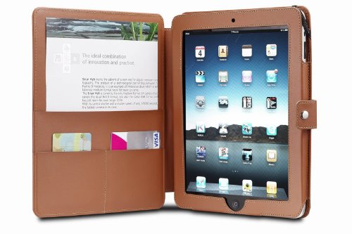 Acase Deluxe Leather Case/Folio with Stand for Apple iPad - Brown