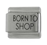 SilverBin Born To Shop Stainless Steel Italian Charm Link