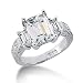 3.7 Ct Diamond Engagement Ring Emerald Prong Antique 14k White Gold