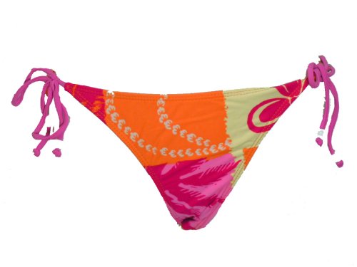 Guess Orange & Pink Tropical Side Tie Swimsuit-bottoms M