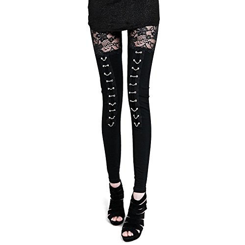 Collager Women's Fashion Punk Rock Gothic Sexy Lace Leggings