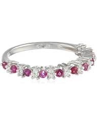 White-Gold Diamond and Ruby Ring (0.17cttw, G-H Color, I2-I3 Clarity)