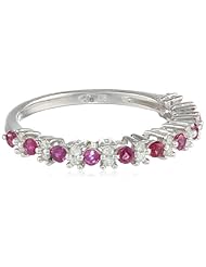 White-Gold Diamond and Ruby Ring (0.17cttw, G-H Color, I2-I3 Clarity)