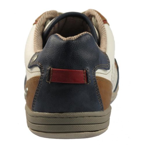 Mustang 4064-303 hommes Baskets mode synthétique cuir, blanc / bleu, Taille 45