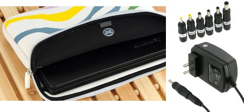 PCMS 2n1 Combo - Samsung N140-14R 10.1-Inch Netbook Neoprene Sleeve Case with AC Adapter Wall Charger - Zebra Mix Colors PCMS 2n1 Combo - Samsung N140-14R 10.1-Inch Netbook Neoprene Sleeve Case with AC Adapter Wall Charger - Zebra Mix Colors