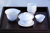 White Lotus Chinese Gaiwan Set (Comprised of 3-piece Gaiwan, Fairness Pitcher and 6 Tea Cups) - Made of Fine Bone China
