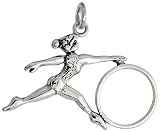 Sterling Silver Flawless Quality Gymnast w/ Hula Hoop Pendant, 7/8" (22mm) tall