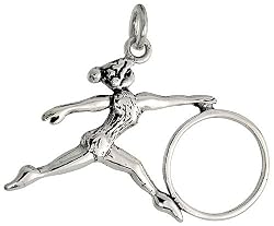 Sterling Silver Flawless Quality Gymnast w/ Hula Hoop Pendant, 7/8" (22mm) tall