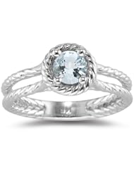 0.64 Cts Aquamarine Ring in 14K White Gold