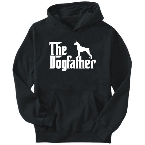 Hoodie Mens Black  THE DOGFATHER Boxer  Dogs X-Large