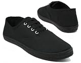 New Womens Lace Up Canvas Pumps Plimsoles Flat Shoes
