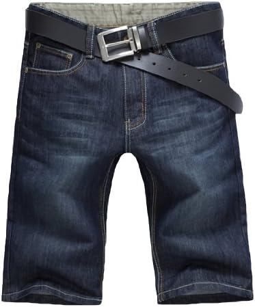 HappyMJ Men's Fashion Washed Straight Legged Jean Shorts Denim Shorts 44