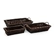 Set of 3 Large Wooden Woven Willow Tropical Serving Trays