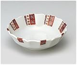 河村澄香  粒打赤絵線紋 輪花鉢 【和皿・洋皿 九谷焼】