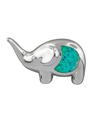 925 Silver Rhodium Blue Opal Elephant Pendant Hawaiian Silver Jewelry