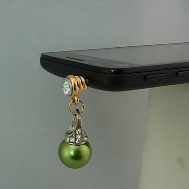 Pearl Auger Hanging Alloy Shape Anti-dust Plug for iPhone ( Color : Green )