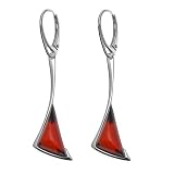 .925 Sterling Silver and Top Quality Certified Cherry Amber Slim Earrings