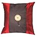 Decorative Handmade Silky Black & Crimson Red Cushion Cover / Pillow Sham - Golden Sunflower Design