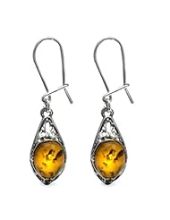 Sterling Silver Honey Amber Classic Hook Earrings