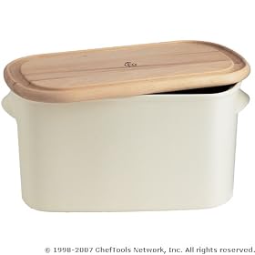 <b>Nigella Lawson Ceramic Bread Bin with Beech Lid, Cream</b>