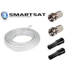 Smartsat SAT-Anschluss-Kit, SAT-Kabel inkl. 2 F-Steckern und Schutzt�lle, 20 m, HDTV und 3 D tauglich, Koaxkabel f�r Satellitenanschluss, Schirmungsma� 120dB