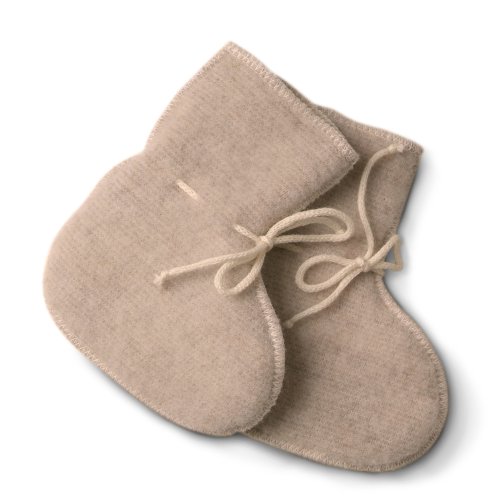 LANACARE Baby Booties in Organic Wool, Soft Sand, size 74 (6-9 mo)