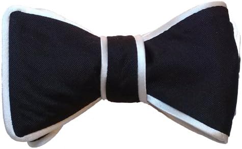Bandari "The Formal" Black Self Tie Bow Tie and Pocket Square Set- Black/White