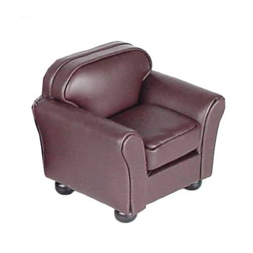 Image of Dollhouse Miniature Brown Leather Look Club Chair