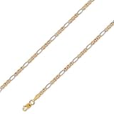 41vu5qjEbFL. SL160  14K Solid 3 Tri Color Gold Figaro Gucci Ficonucci Chain 2.8mm (7/64 in.)   20 in.