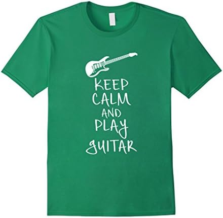 Men's Keep Calm And Play Gutar T Shirt Medium Kelly Green