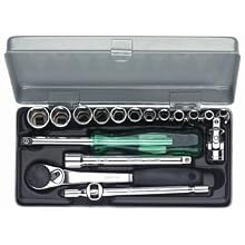 Wiha 60191 Six Point Socket Set, Inch, 17 Piece