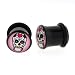 Black Acrylic Single Flare Plug - Day of the Dead Skull Logo - 1/2 inches - Sold as a Pair