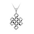 Sterling Silver Celtic Knot Diamond-Shaped Pendant , 18"