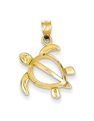 14K Yellow Gold Open Turtle Pendant 23mmx16mm